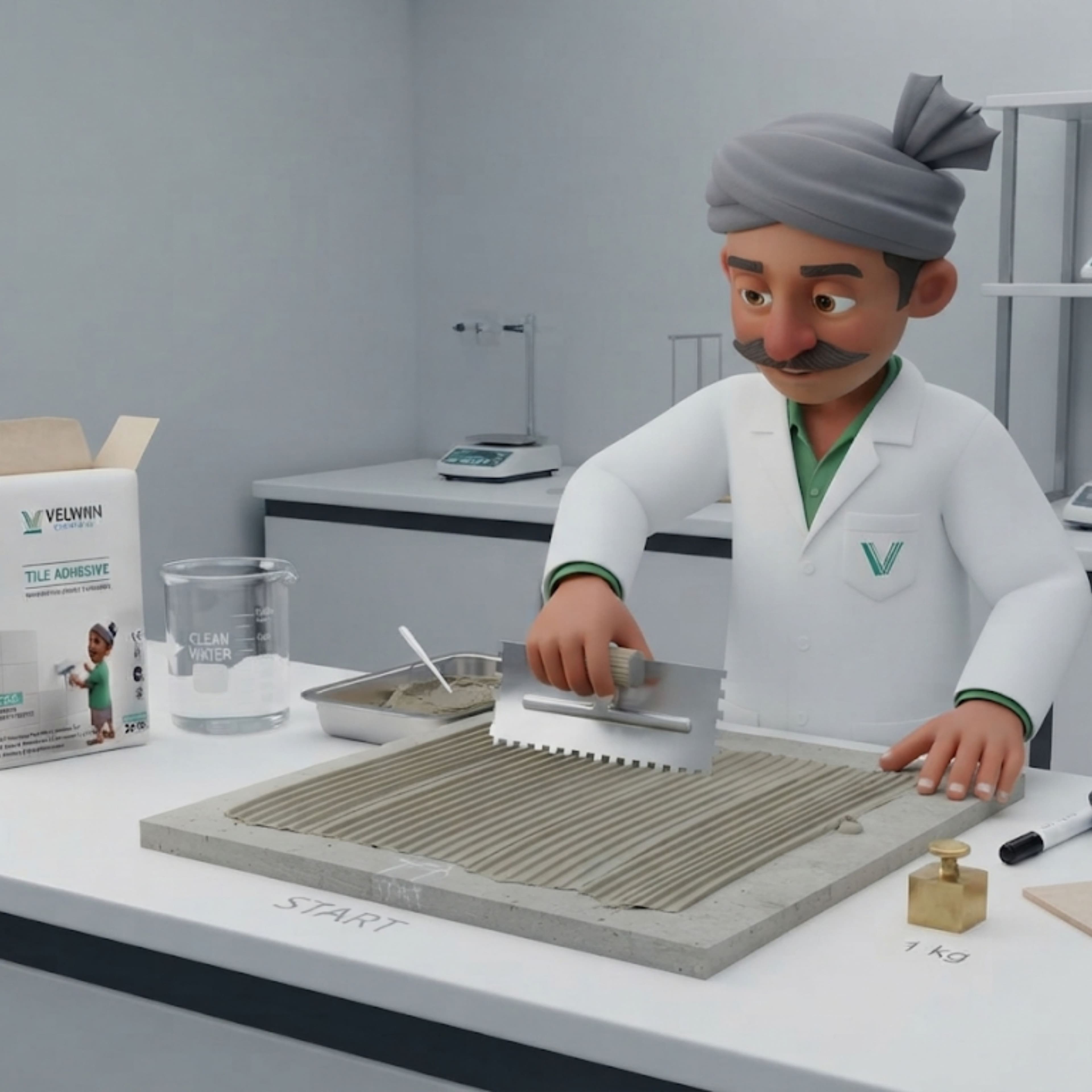 Tile Adhesive Adjustment Time Test according to ISI